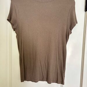 a new day brown ribbed Short Sleeve Tee